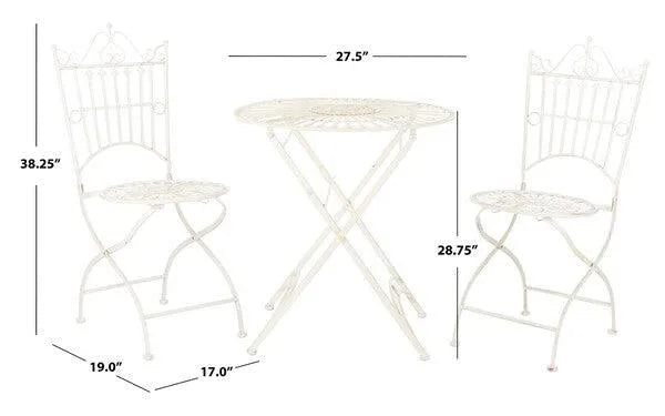 Pearl White Metal Outdoor Coffee Set (3 Piece Set) - The Mayfair Hall