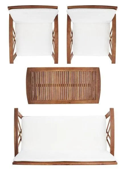 Safavieh Fontana Natural Double-X Motif Outdoor Lounge Set (4 Piece Set)