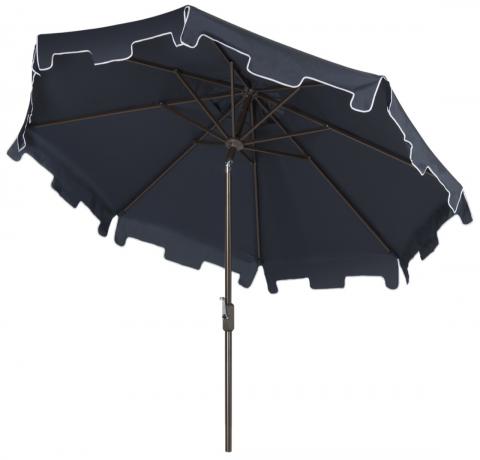 9ft Navy Crank Market Umbrella With Flap - The Mayfair Hall