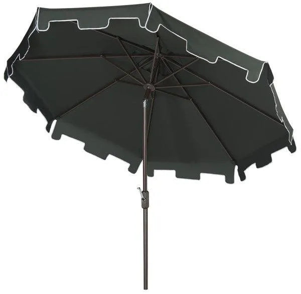 9ft Dark Green Crank Umbrella With Flap - The Mayfair Hall