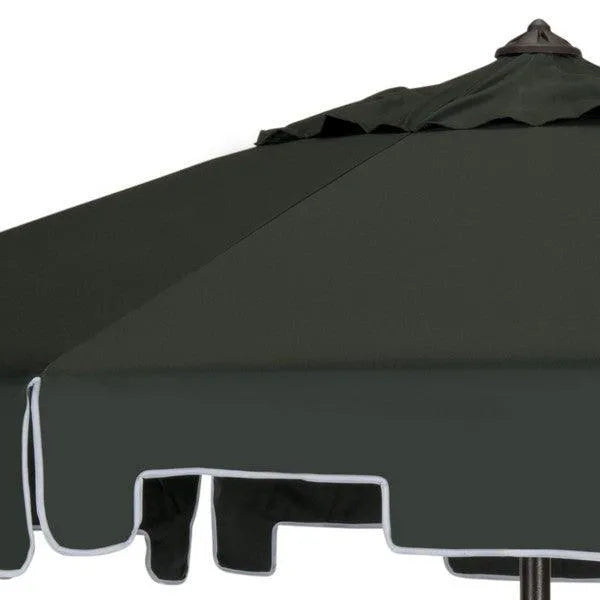 9ft Dark Green Crank Umbrella With Flap - The Mayfair Hall