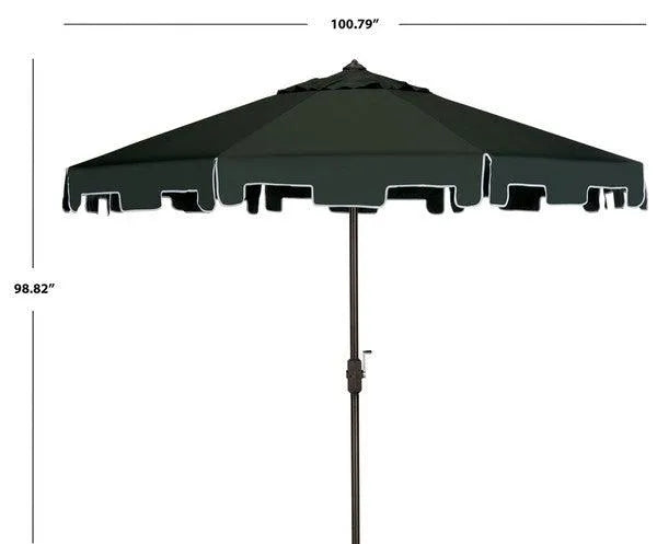 9ft Dark Green Crank Umbrella With Flap - The Mayfair Hall