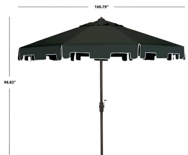 9ft Dark Green Crank Umbrella With Flap - The Mayfair Hall