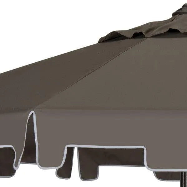 9ft Grey Crank Umbrella With Flap - The Mayfair Hall