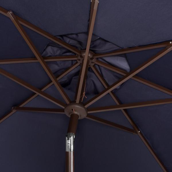 Milan Navy-White Fringe Crank Umbrella (9ft) - The Mayfair Hall