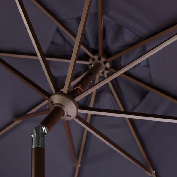 9ft Modern Auto Tilt Scalloped Crank Umbrella in Navy-White - The Mayfair Hall