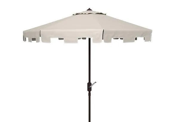 11ft Beige-White Round Market Umbrella - The Mayfair Hall