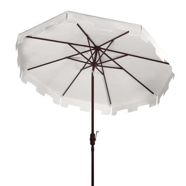 11ft Beige-White Round Market Umbrella - The Mayfair Hall