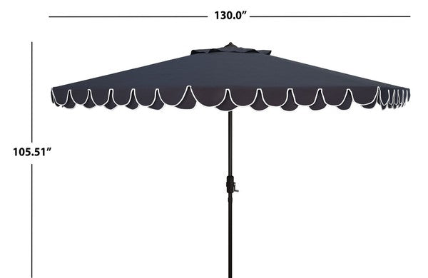 Elegant Valance Navy-White Round Umbrella (11ft) - The Mayfair Hall