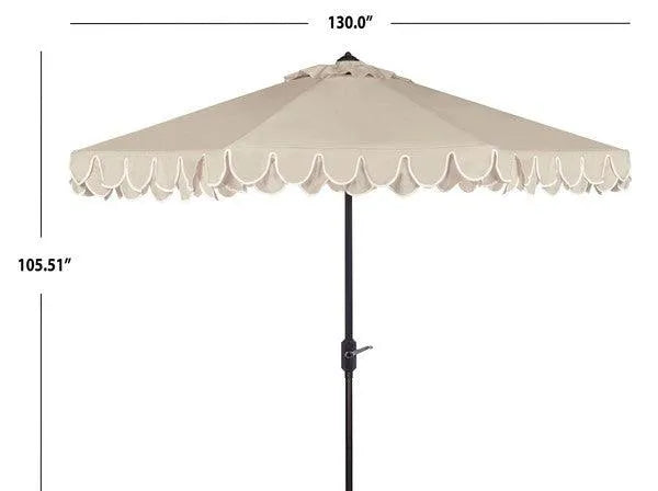 Elegant Valance Beige-White Round Umbrella (11ft) - The Mayfair Hall