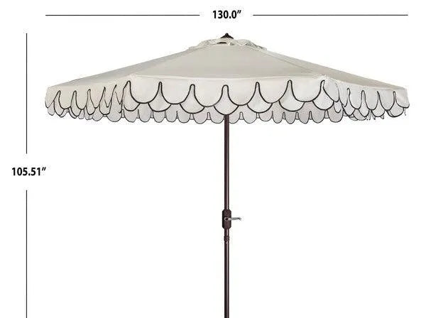Safavieh Elegant Valance White-Black Round Umbrella (11ft)