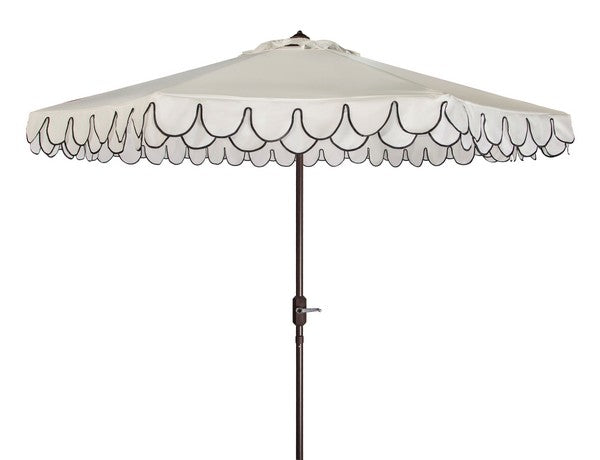 Elegant Valance White-Black Round Umbrella (11ft) - The Mayfair Hall