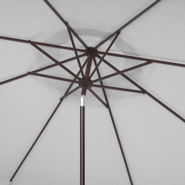 11 ft White Round Fringe Crank Umbrella - The Mayfair Hall