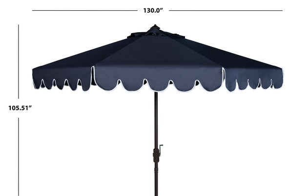11ft Navy-White Round Crank Umbrella - The Mayfair Hall