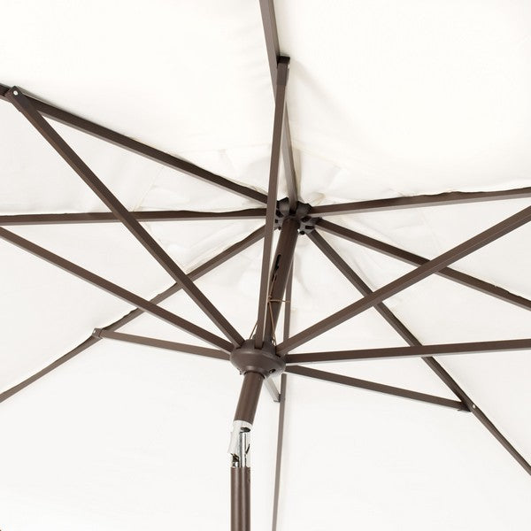 11ft White-Black Round Crank Umbrella - The Mayfair Hall