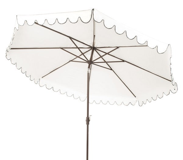11ft White-Black Round Crank Umbrella - The Mayfair Hall