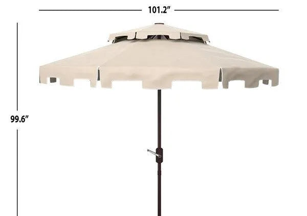 Safavieh Zimmerman White-Beige Double Top Market Umbrella (9ft)