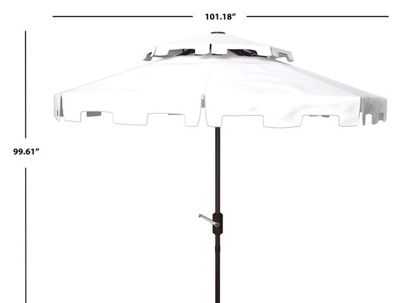 Zimmerman White Crank Umbrella With Flap (9ft) - The Mayfair Hall