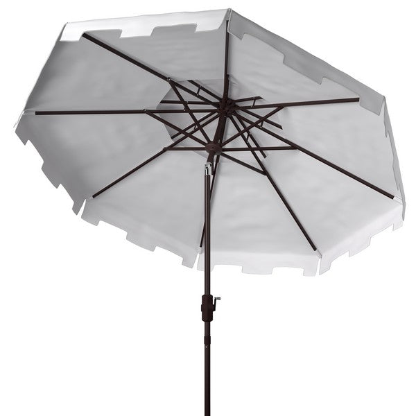 Zimmerman White Crank Umbrella With Flap (9ft) - The Mayfair Hall