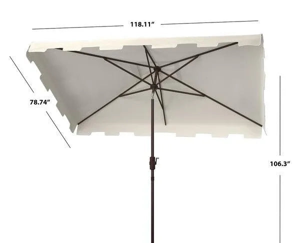 Beige-White Classic Rectangular Market Umbrella in (6.5 X 10 Ft) - The Mayfair Hall