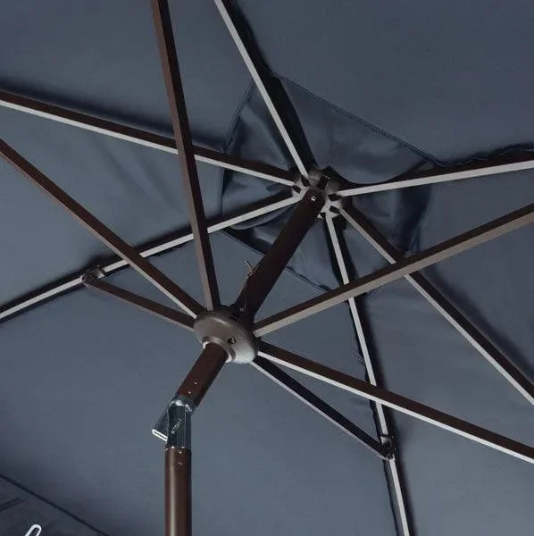 Elegant Polyester Valance Umbrella in Navy and White with Petal Trim - The Mayfair Hall