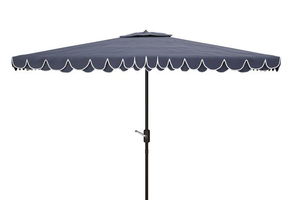 Elegant Valance Navy-White Rectangular Lounge Umbrella - The Mayfair Hall