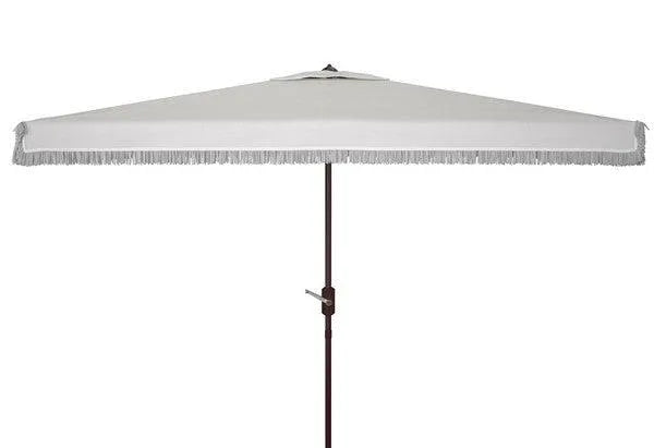 Milan White Rectangular Fringe Crank Umbrella - The Mayfair Hall