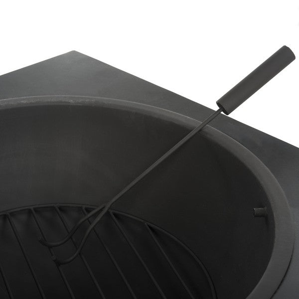 Leros Black Contemporary Square Fire Pit - The Mayfair Hall