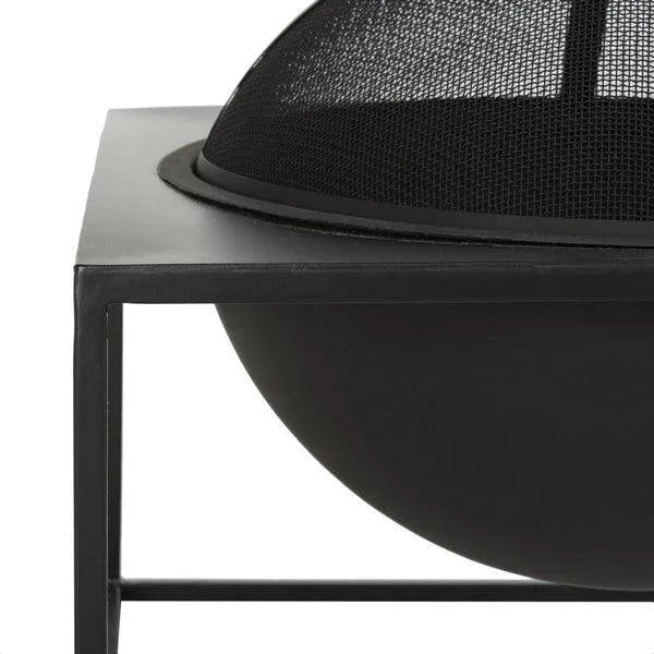 Leros Black Contemporary Square Fire Pit - The Mayfair Hall