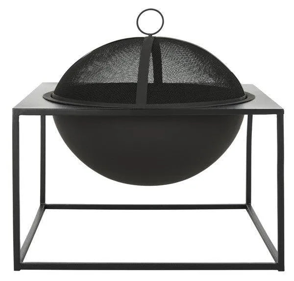 Leros Black Contemporary Square Fire Pit - The Mayfair Hall