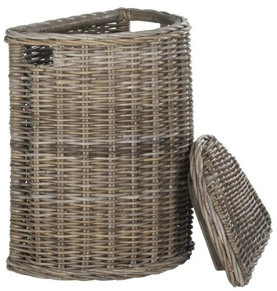 Damari Grey Rattan Wicker Hamper - The Mayfair Hall