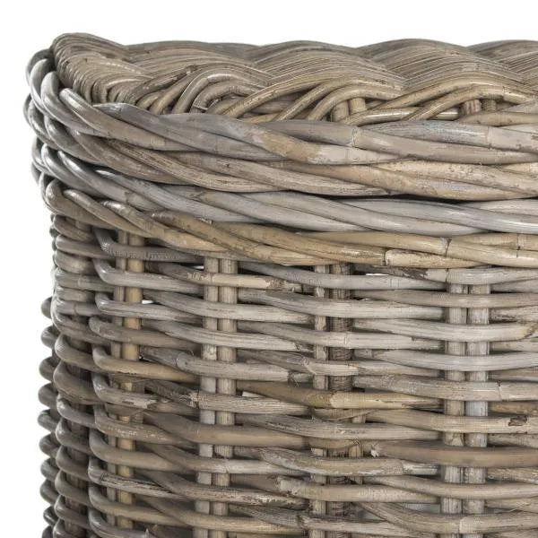 Damari Grey Rattan Wicker Hamper - The Mayfair Hall