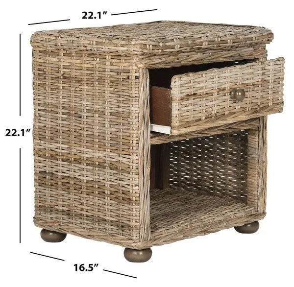 Safavieh Lagos Natural-Grey Wicker Nightstand