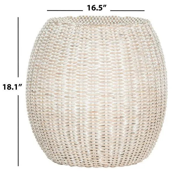 Remi Chic Antique Grey Rattan End Table - The Mayfair Hall