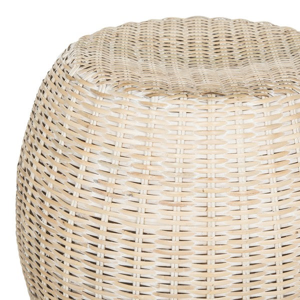 Remi White Wash Rattan End Table - The Mayfair Hall