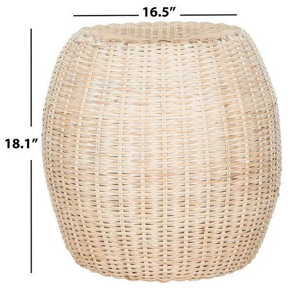 Remi White Wash Rattan End Table - The Mayfair Hall