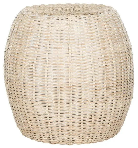 Remi White Wash Rattan End Table - The Mayfair Hall