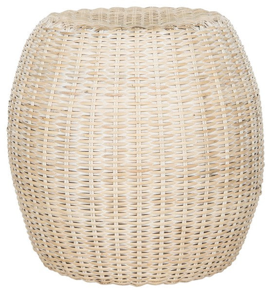 Remi White Wash Rattan End Table - The Mayfair Hall