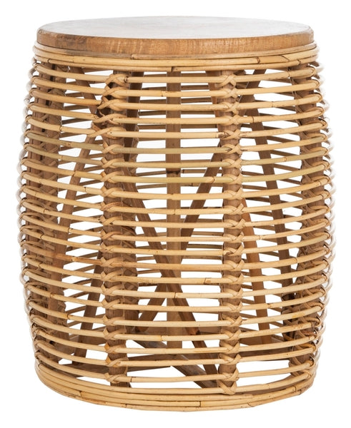 Natural Rattan Drum Stool Table - The Mayfair Hall
