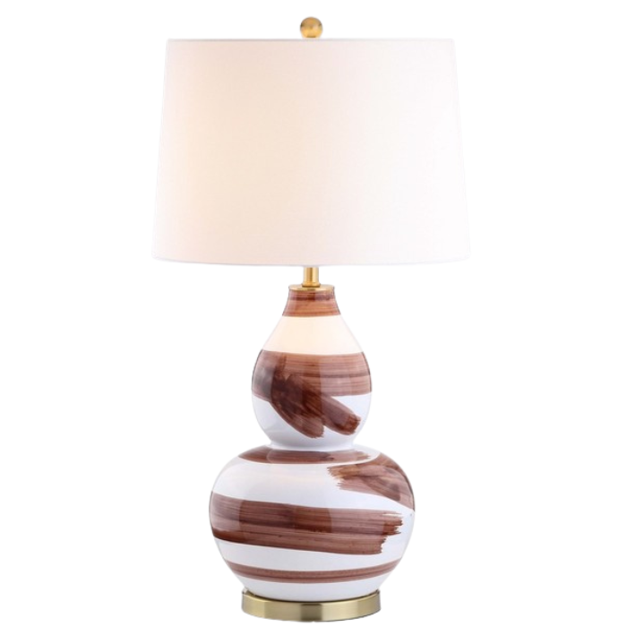32.5-H BROWN-WHITE TABLE LAMP - The Mayfair Hall