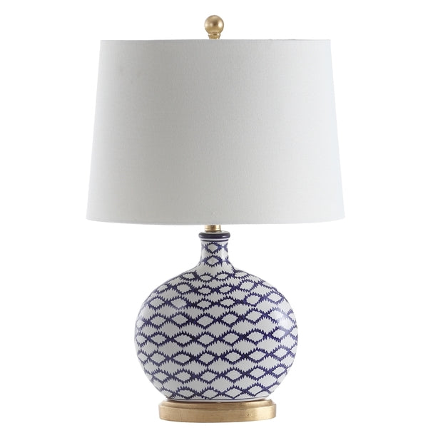Makenna Blue-White Pattern Ceramic Table Lamp - The Mayfair Hall