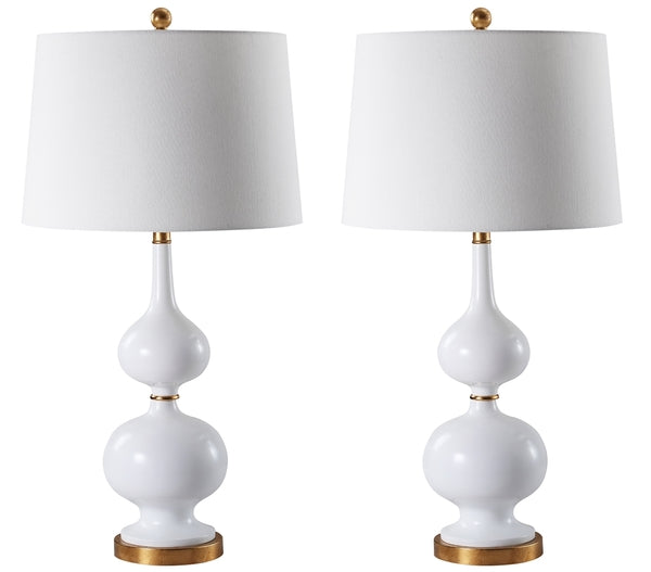 Mila Sculptural White-Gold Table Lamp (Set of 2) - The Mayfair Hall