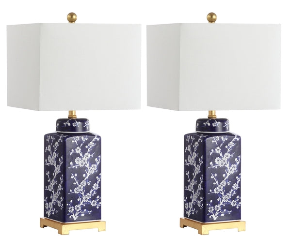 Zora Blue-White Cherry Blossom Table Lamp (Set of 2) - The Mayfair Hall