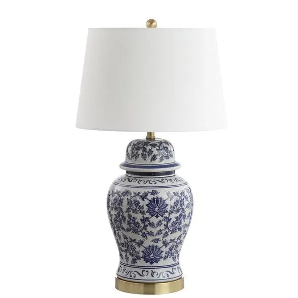 Arwen Chinoiserie White-Blue Ceramic Table Lamp (Set of 2) - The Mayfair Hall