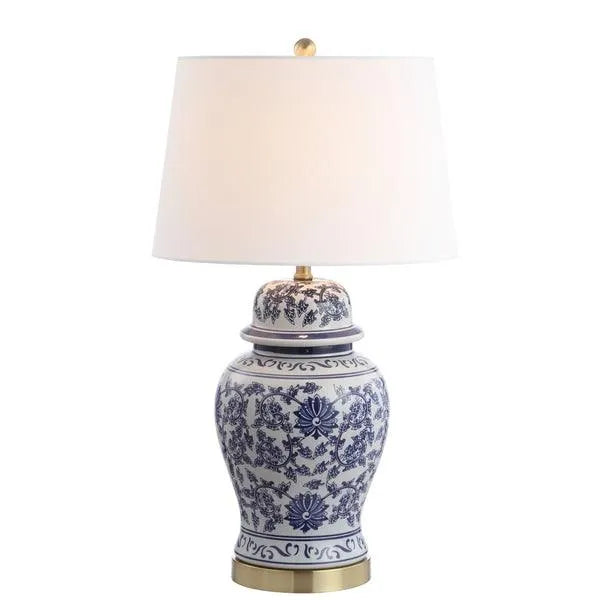 Arwen Chinoiserie White-Blue Ceramic Table Lamp (Set of 2) - The Mayfair Hall