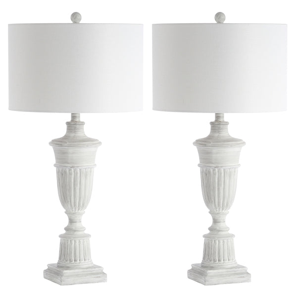 Kylen Antique Urn White Wash Table Lamp (Set of 2) - The Mayfair Hall