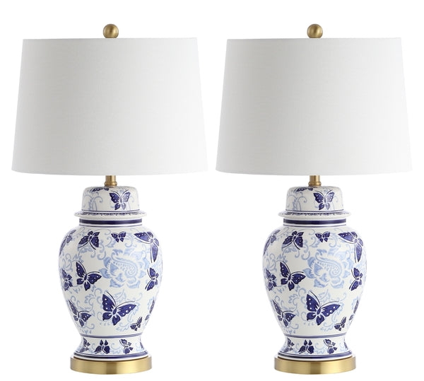 28-INCH H CONTEMPORARY BLUE-WHITE TABLE LAMP (SET OF 2) - The Mayfair Hall