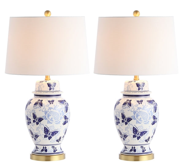 28-INCH H CONTEMPORARY BLUE-WHITE TABLE LAMP (SET OF 2) - The Mayfair Hall