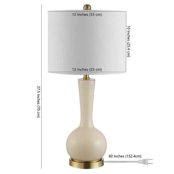 27.5-INCH H WHITE DRUM SHADE GLASS TABLE LAMP - The Mayfair Hall