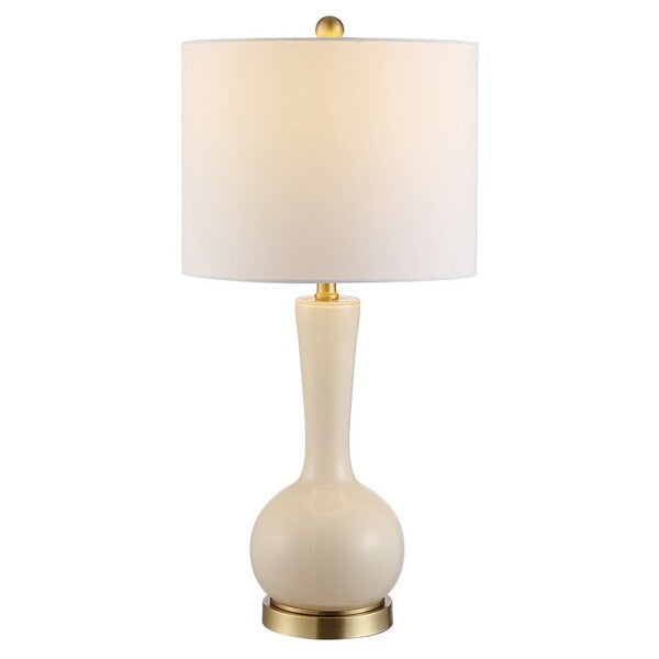 27.5-INCH H WHITE DRUM SHADE GLASS TABLE LAMP - The Mayfair Hall